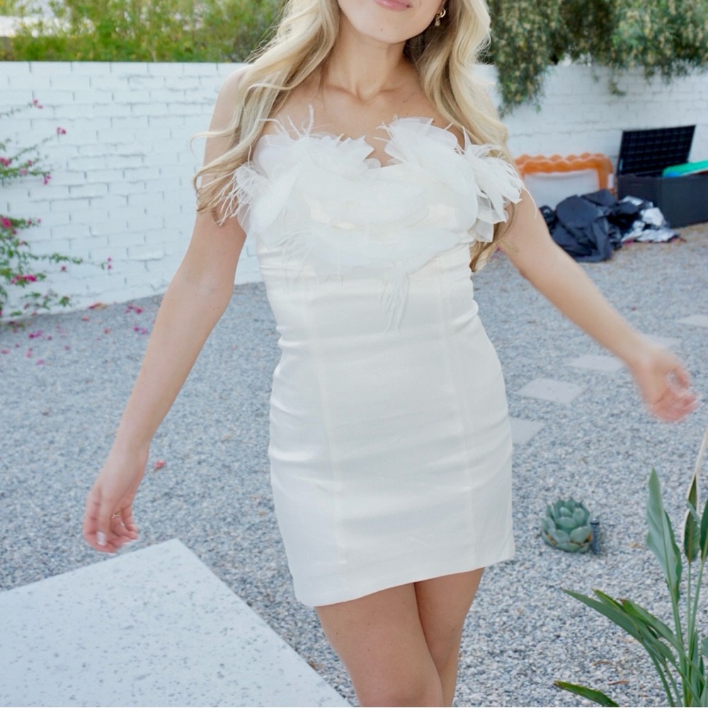 White mini dress, perfect for bridal events!